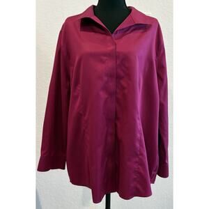 CHICO'S Magenta No Iron Long Sleeve Button Up Blouse Size 4 (XXL/20)